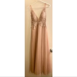 bhldn blush venosa bridesmaid dress